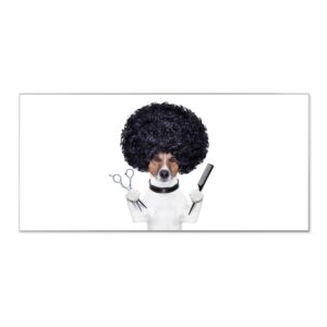 Banjado Magnettafel 78x37cm Magnetwand  Silber Aus Metall Magnetpinnwand Pinnwand Inkl. 4 Magnete Motiv Friseur Jack Russel