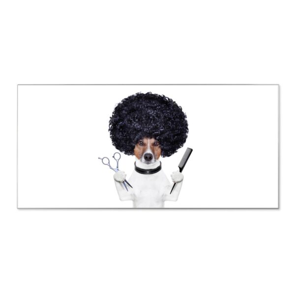 Banjado Magnettafel 78x37cm Magnetwand  Silber Aus Metall Magnetpinnwand Pinnwand Inkl. 4 Magnete Motiv Friseur Jack Russel