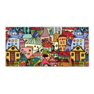 Banjado Magnettafel 78x37cm Magnetwand  Silber Aus Metall Magnetpinnwand Pinnwand Inkl. 4 Magnete Motiv Funky Town