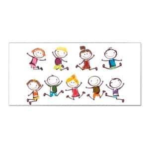 Banjado Magnettafel 78x37cm Magnetwand  Silber Aus Metall Magnetpinnwand Pinnwand Inkl. 4 Magnete Motiv Happy Kids