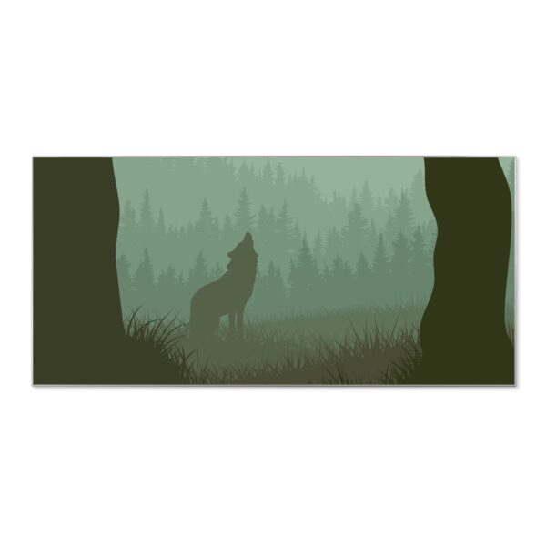 Banjado Magnettafel 78x37cm Magnetwand  Silber Aus Metall Magnetpinnwand Pinnwand Inkl. 4 Magnete Motiv Heulender Wolf
