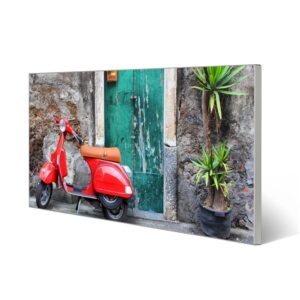 Banjado Magnettafel 78x37cm Magnetwand  Silber Aus Metall Magnetpinnwand Pinnwand Inkl. 4 Magnete Motiv Italienischer Roller