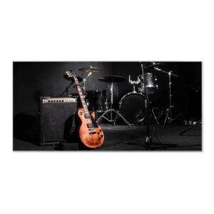 Banjado Magnettafel 78x37cm Magnetwand  Silber Aus Metall Magnetpinnwand Pinnwand Inkl. 4 Magnete Motiv Jam Session
