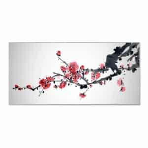Banjado Magnettafel 78x37cm Magnetwand  Silber Aus Metall Magnetpinnwand Pinnwand Inkl. 4 Magnete Motiv Japanische Blüten 2