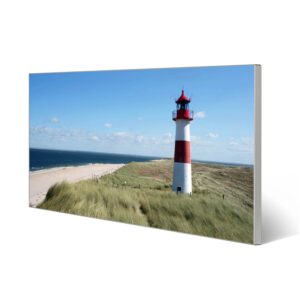 Banjado Magnettafel 78x37cm Magnetwand  Silber Aus Metall Magnetpinnwand Pinnwand Inkl. 4 Magnete Motiv Leuchtturm
