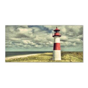 Banjado Magnettafel 78x37cm Magnetwand  Silber Aus Metall Magnetpinnwand Pinnwand Inkl. 4 Magnete Motiv Leuchtturm Sylt