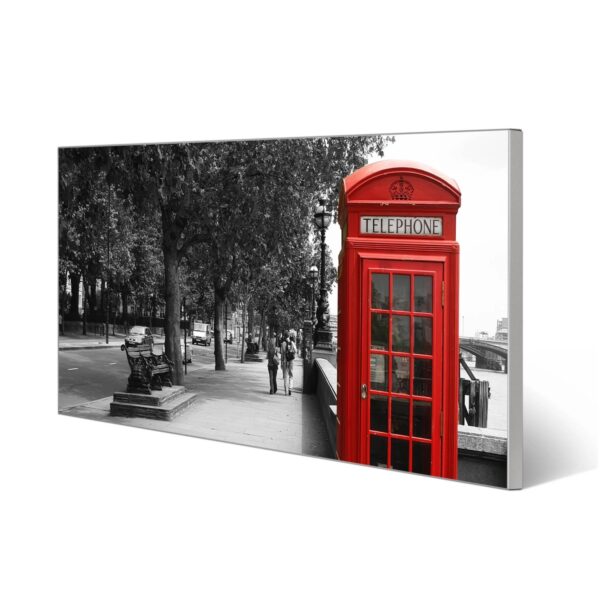 Banjado Magnettafel 78x37cm Magnetwand  Silber Aus Metall Magnetpinnwand Pinnwand Inkl. 4 Magnete Motiv London Red Telephone