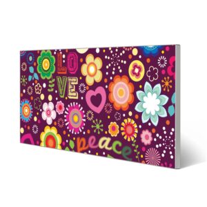 Banjado Magnettafel 78x37cm Magnetwand  Silber Aus Metall Magnetpinnwand Pinnwand Inkl. 4 Magnete Motiv Love And Peace