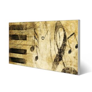 Banjado Magnettafel 78x37cm Magnetwand  Silber Aus Metall Magnetpinnwand Pinnwand Inkl. 4 Magnete Motiv Music