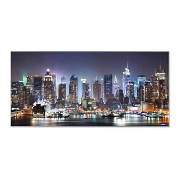 Banjado Magnettafel 78x37cm Magnetwand  Silber Aus Metall Magnetpinnwand Pinnwand Inkl. 4 Magnete Motiv New York