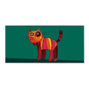 Banjado Magnettafel 78x37cm Magnetwand  Silber Aus Metall Magnetpinnwand Pinnwand Inkl. 4 Magnete Motiv Orange Katze
