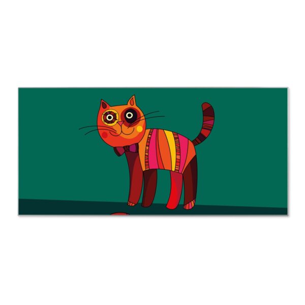 Banjado Magnettafel 78x37cm Magnetwand  Silber Aus Metall Magnetpinnwand Pinnwand Inkl. 4 Magnete Motiv Orange Katze
