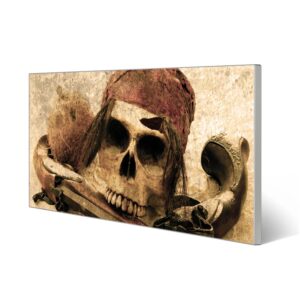 Banjado Magnettafel 78x37cm Magnetwand  Silber Aus Metall Magnetpinnwand Pinnwand Inkl. 4 Magnete Motiv Pirat