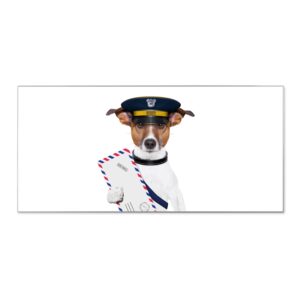 Banjado Magnettafel 78x37cm Magnetwand  Silber Aus Metall Magnetpinnwand Pinnwand Inkl. 4 Magnete Motiv Postbote Jack Russel