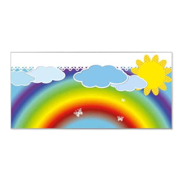 Banjado Magnettafel 78x37cm Magnetwand  Silber Aus Metall Magnetpinnwand Pinnwand Inkl. 4 Magnete Motiv Regenbogen