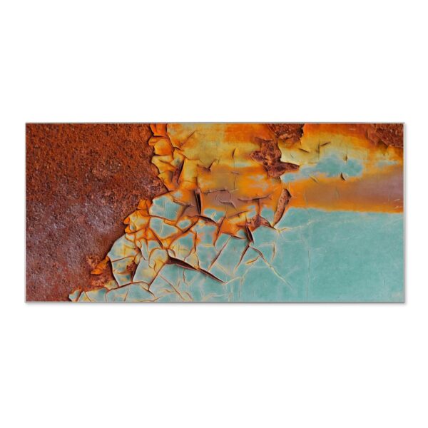 Banjado Magnettafel 78x37cm Magnetwand  Silber Aus Metall Magnetpinnwand Pinnwand Inkl. 4 Magnete Motiv Rost Und Blau