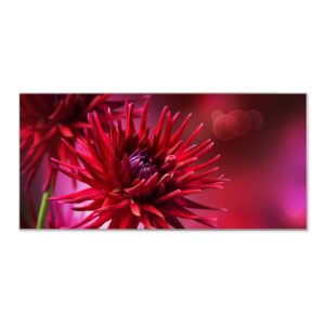Banjado Magnettafel 78x37cm Magnetwand  Silber Aus Metall Magnetpinnwand Pinnwand Inkl. 4 Magnete Motiv Rote Dahlien