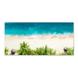 Banjado Magnettafel 78x37cm Magnetwand  Silber Aus Metall Magnetpinnwand Pinnwand Inkl. 4 Magnete Motiv Strandtag