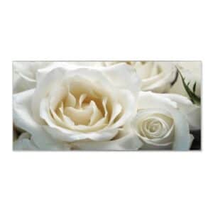 Banjado Magnettafel 78x37cm Magnetwand  Silber Aus Metall Magnetpinnwand Pinnwand Inkl. 4 Magnete Motiv White Roses