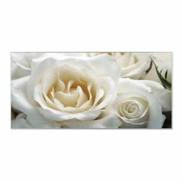 Banjado Magnettafel 78x37cm Magnetwand  Silber Aus Metall Magnetpinnwand Pinnwand Inkl. 4 Magnete Motiv White Roses