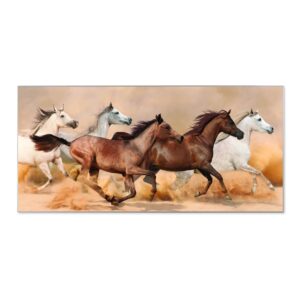 Banjado Magnettafel 78x37cm Magnetwand  Silber Aus Metall Magnetpinnwand Pinnwand Inkl. 4 Magnete Motiv Wilde Pferde