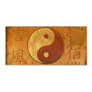 Banjado Magnettafel 78x37cm Magnetwand  Silber Aus Metall Magnetpinnwand Pinnwand Inkl. 4 Magnete Motiv Yin Yang