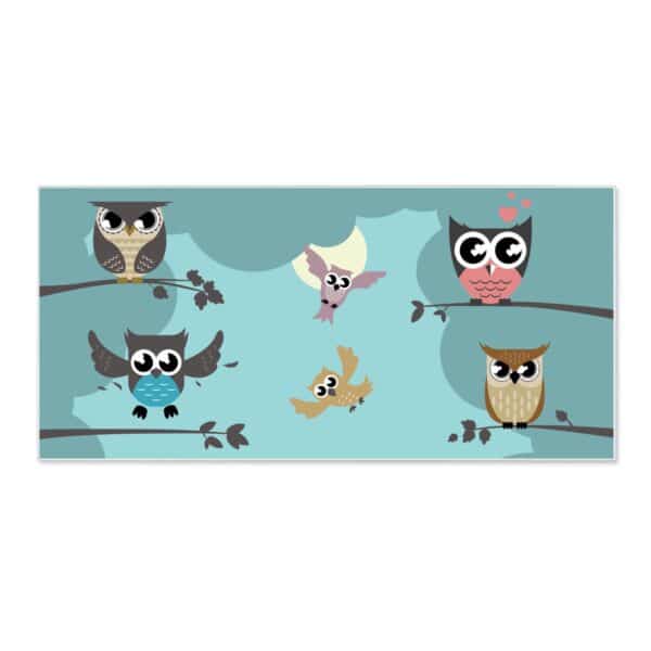 Banjado Magnettafel 78x37cm Magnetwand  Weiß Aus Metall Magnetpinnwand Pinnwand Inkl. 4 Magnete Motiv Acht Eulen