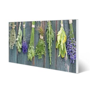 Banjado Magnettafel 78x37cm Magnetwand  Weiß Aus Metall Magnetpinnwand Pinnwand Inkl. 4 Magnete Motiv Acht Kräuter