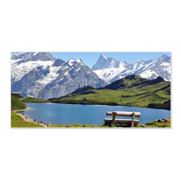 Banjado Magnettafel 78x37cm Magnetwand  Weiß Aus Metall Magnetpinnwand Pinnwand Inkl. 4 Magnete Motiv Alpen