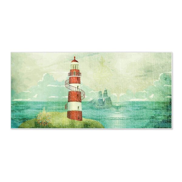 Banjado Magnettafel 78x37cm Magnetwand  Weiß Aus Metall Magnetpinnwand Pinnwand Inkl. 4 Magnete Motiv Alter Leuchtturm