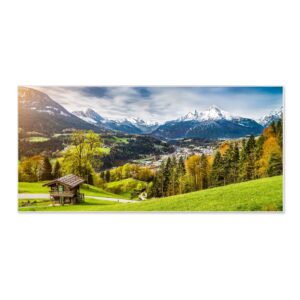 Banjado Magnettafel 78x37cm Magnetwand  Weiß Aus Metall Magnetpinnwand Pinnwand Inkl. 4 Magnete Motiv Berchtesgadener Land