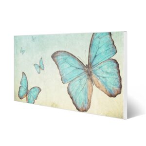 Banjado Magnettafel 78x37cm Magnetwand  Weiß Aus Metall Magnetpinnwand Pinnwand Inkl. 4 Magnete Motiv Blaue Schmetterlinge