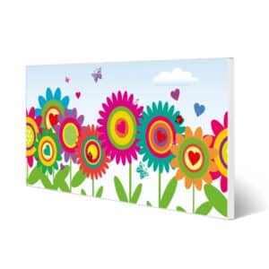 Banjado Magnettafel 78x37cm Magnetwand  Weiß Aus Metall Magnetpinnwand Pinnwand Inkl. 4 Magnete Motiv Bunte Blumen