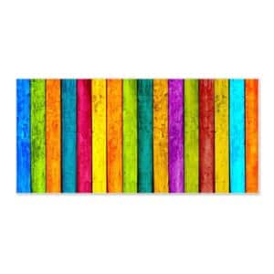 Banjado Magnettafel 78x37cm Magnetwand  Weiß Aus Metall Magnetpinnwand Pinnwand Inkl. 4 Magnete Motiv Bunte Holzlatten