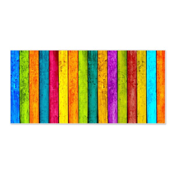 Banjado Magnettafel 78x37cm Magnetwand  Weiß Aus Metall Magnetpinnwand Pinnwand Inkl. 4 Magnete Motiv Bunte Holzlatten
