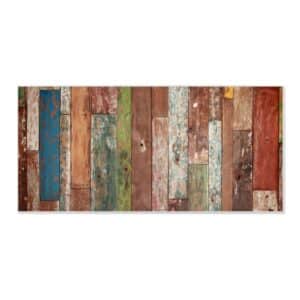 Banjado Magnettafel 78x37cm Magnetwand  Weiß Aus Metall Magnetpinnwand Pinnwand Inkl. 4 Magnete Motiv Buntes Holz