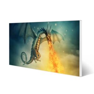 Banjado Magnettafel 78x37cm Magnetwand  Weiß Aus Metall Magnetpinnwand Pinnwand Inkl. 4 Magnete Motiv Drachen