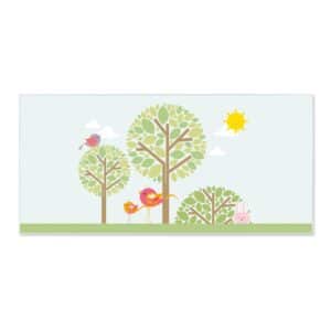 Banjado Magnettafel 78x37cm Magnetwand  Weiß Aus Metall Magnetpinnwand Pinnwand Inkl. 4 Magnete Motiv Drei Bäume