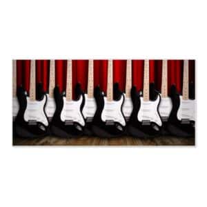 Banjado Magnettafel 78x37cm Magnetwand  Weiß Aus Metall Magnetpinnwand Pinnwand Inkl. 4 Magnete Motiv E-Gitarren