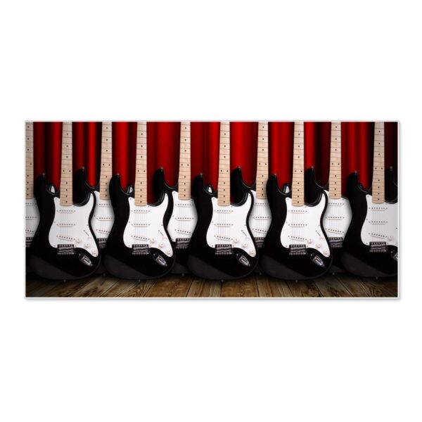 Banjado Magnettafel 78x37cm Magnetwand  Weiß Aus Metall Magnetpinnwand Pinnwand Inkl. 4 Magnete Motiv E-Gitarren