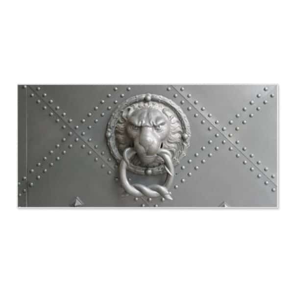 Banjado Magnettafel 78x37cm Magnetwand  Weiß Aus Metall Magnetpinnwand Pinnwand Inkl. 4 Magnete Motiv Eisentor