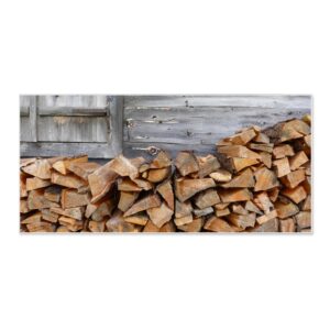 Banjado Magnettafel 78x37cm Magnetwand  Weiß Aus Metall Magnetpinnwand Pinnwand Inkl. 4 Magnete Motiv Feuerholz