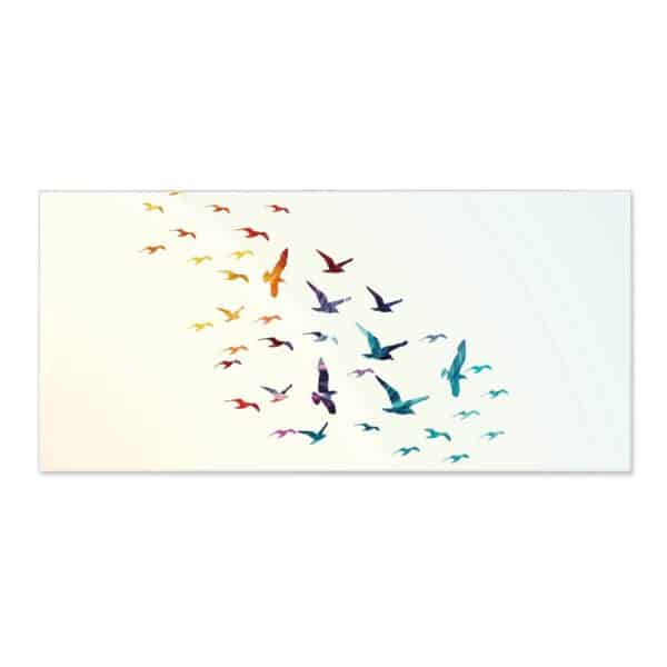 Banjado Magnettafel 78x37cm Magnetwand  Weiß Aus Metall Magnetpinnwand Pinnwand Inkl. 4 Magnete Motiv Fliegende Vögel
