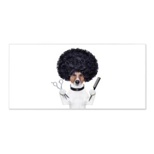Banjado Magnettafel 78x37cm Magnetwand  Weiß Aus Metall Magnetpinnwand Pinnwand Inkl. 4 Magnete Motiv Friseur Jack Russel