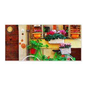 Banjado Magnettafel 78x37cm Magnetwand  Weiß Aus Metall Magnetpinnwand Pinnwand Inkl. 4 Magnete Motiv Grünes Fahrrad