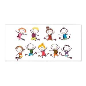Banjado Magnettafel 78x37cm Magnetwand  Weiß Aus Metall Magnetpinnwand Pinnwand Inkl. 4 Magnete Motiv Happy Kids