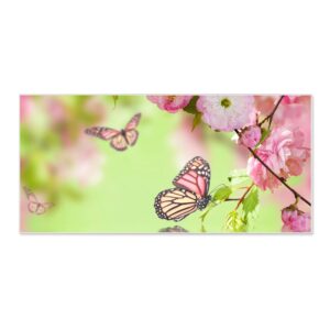 Banjado Magnettafel 78x37cm Magnetwand  Weiß Aus Metall Magnetpinnwand Pinnwand Inkl. 4 Magnete Motiv Japanische Kirschblüte