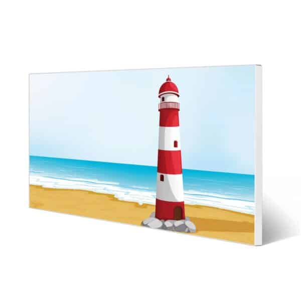 Banjado Magnettafel 78x37cm Magnetwand  Weiß Aus Metall Magnetpinnwand Pinnwand Inkl. 4 Magnete Motiv Leuchtturm Illustration