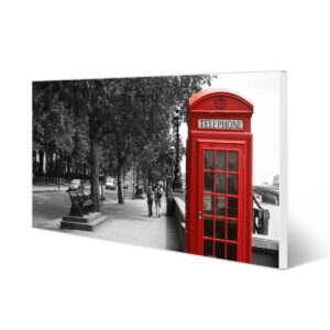 Banjado Magnettafel 78x37cm Magnetwand  Weiß Aus Metall Magnetpinnwand Pinnwand Inkl. 4 Magnete Motiv London Red Telephone