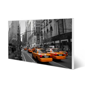 Banjado Magnettafel 78x37cm Magnetwand  Weiß Aus Metall Magnetpinnwand Pinnwand Inkl. 4 Magnete Motiv New York Taxi